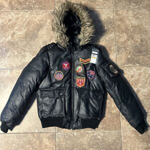 Vintage Y2K Coogi Womens Medium Bomber Faux Leather Jacket READ